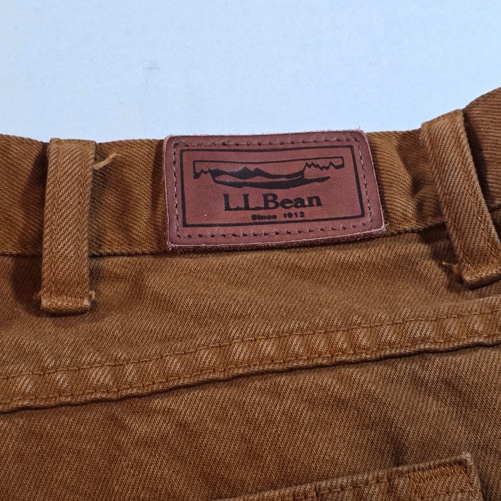 LL Bean Mens Tobacco Brown Canvas Denim Straight Leg Utility Pants Five Pocket